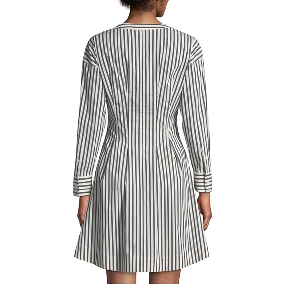 THEORY Bryson Stripe Darted Button-Down Dress. - Picture 8 of 9